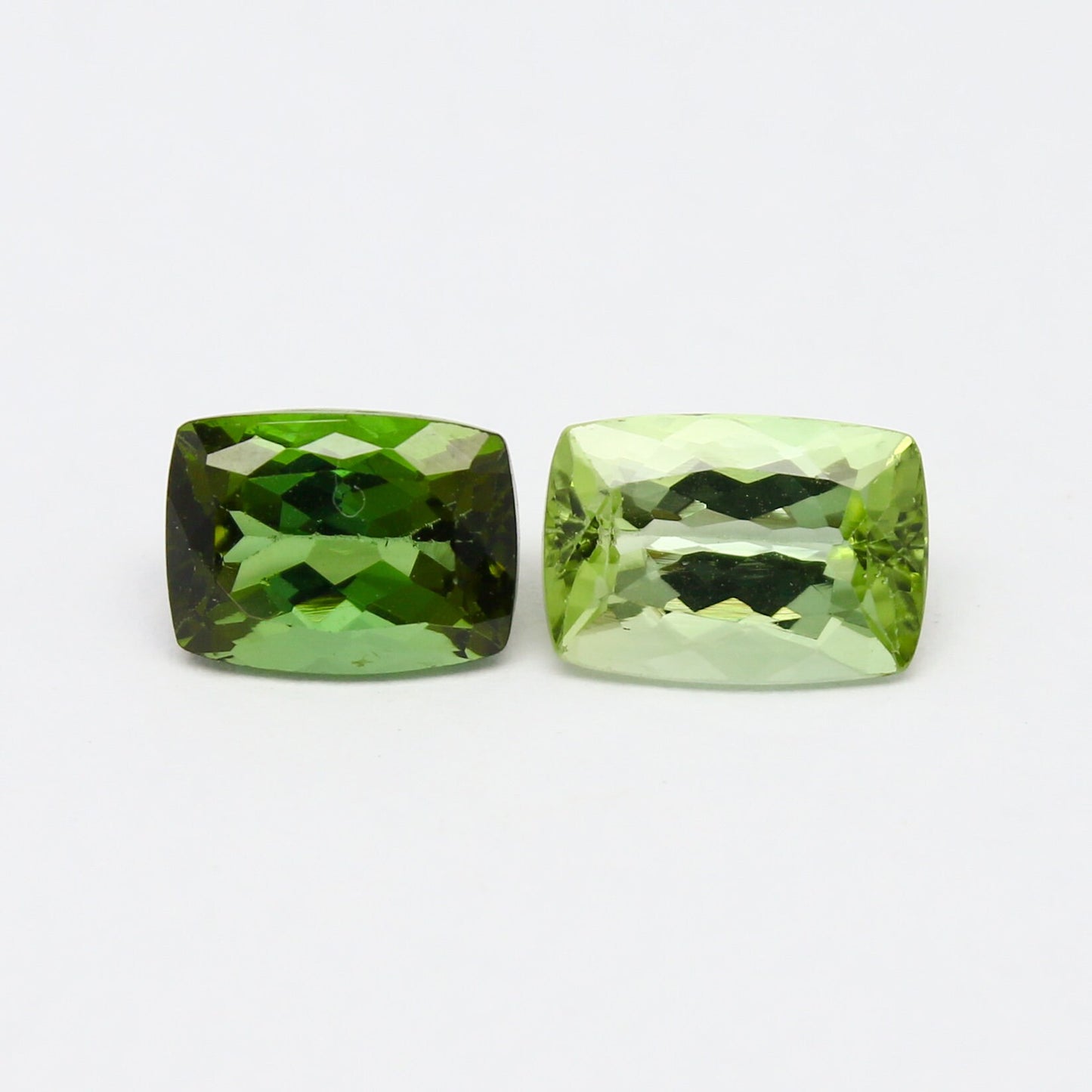 Natural Green Tourmaline Lot 3.51 Carat 8x6/8.8x6 MM Cushion Shape Faceted Gemstone 2 Piece lot