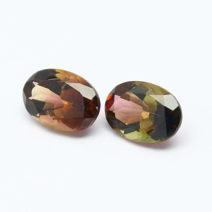 Natural Bi-color Tourmaline Pair 1.75 Carat 7x5 MM Oval Faceted Gemstone Pair