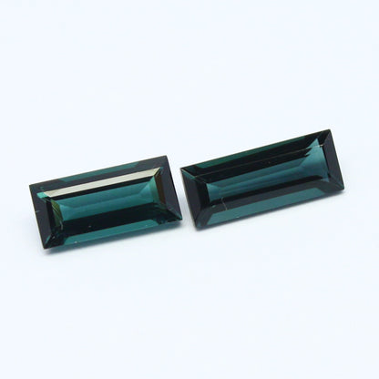 Natural Indicolite Tourmaline Pair 2.65 Carat Mix Size Baguette Shape Faceted Gemstone 2 Pieces Lot