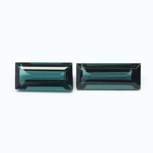 Natural Indicolite Tourmaline Pair 2.65 Carat Mix Size Baguette Shape Faceted Gemstone 2 Pieces Lot