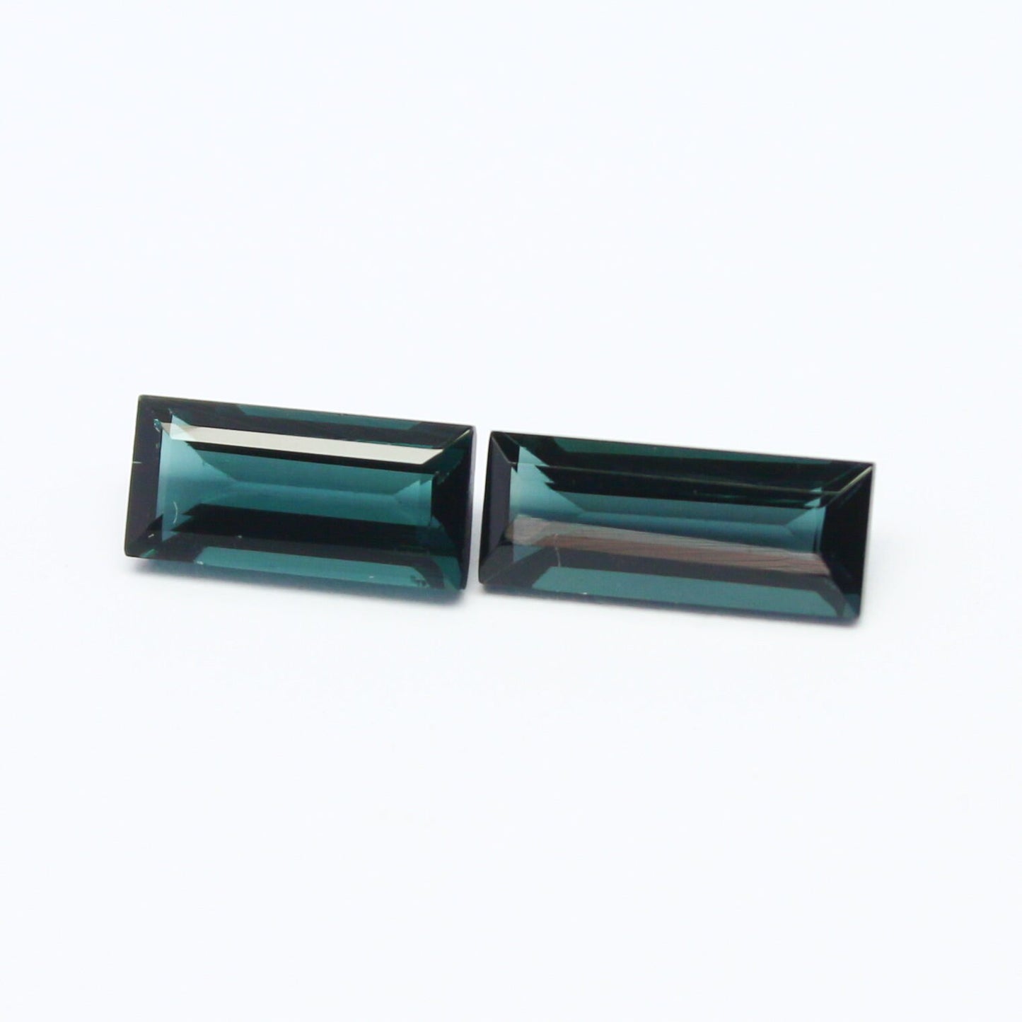 Natural Indicolite Tourmaline Pair 2.65 Carat Mix Size Baguette Shape Faceted Gemstone 2 Pieces Lot