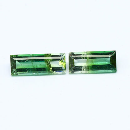 Natural Bi-color Tourmaline Lot 3.54 Carat Mix Size Baguette Shape Faceted Gemstone 2 Piece Lot