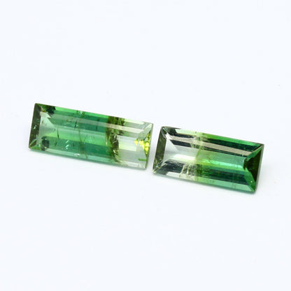 Natural Bi-color Tourmaline Lot 3.54 Carat Mix Size Baguette Shape Faceted Gemstone 2 Piece Lot