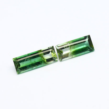 Natural Bi-color Tourmaline Lot 3.54 Carat Mix Size Baguette Shape Faceted Gemstone 2 Piece Lot