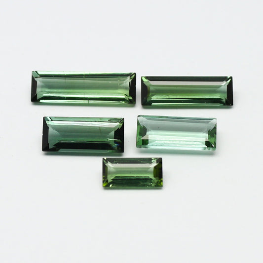 Natural Indicolite Tourmaline Lot 5.37 Carat 13x4/10x4/11.5x3.5/9.5x4.5/7x3.5 MM Baguette Shape Faceted Gemstone 5 Piece Lot