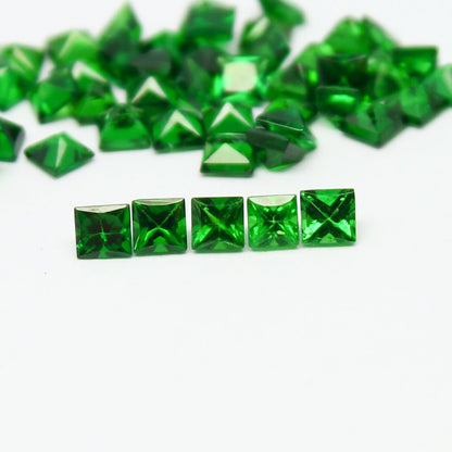 Natural Tsavorite Lot 2x2 /2.25x2.25 MM Square Shape Faceted Gemstone Lot