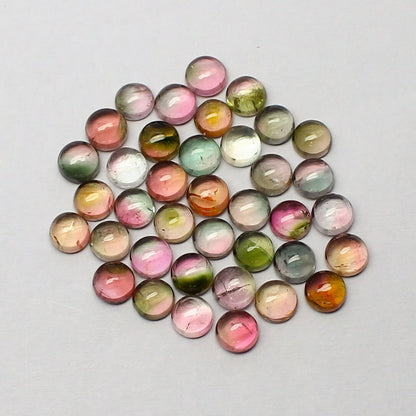 Natural Bi-Color Tourmaline Lot 4.8x4.8 MM Round Shape Cabochon Gemstone Lot