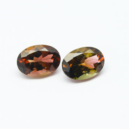 Natural Bi-color Tourmaline Pair 1.75 Carat 7x5 MM Oval Faceted Gemstone Pair