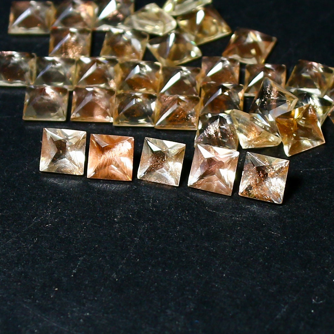 Natural Oregon Sunstone Princess Cut 4x4 MM Square Shape Faceted Gemstone Lot