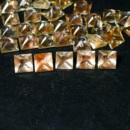 Natural Oregon Sunstone Princess Cut 4x4 MM Square Shape Faceted Gemstone Lot