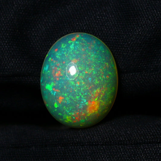 Natural Rare Ethiopian Opal 4.64 Carat 14.6x11.9 MM Oval Shape Cabochon Gemstone October Birthstone