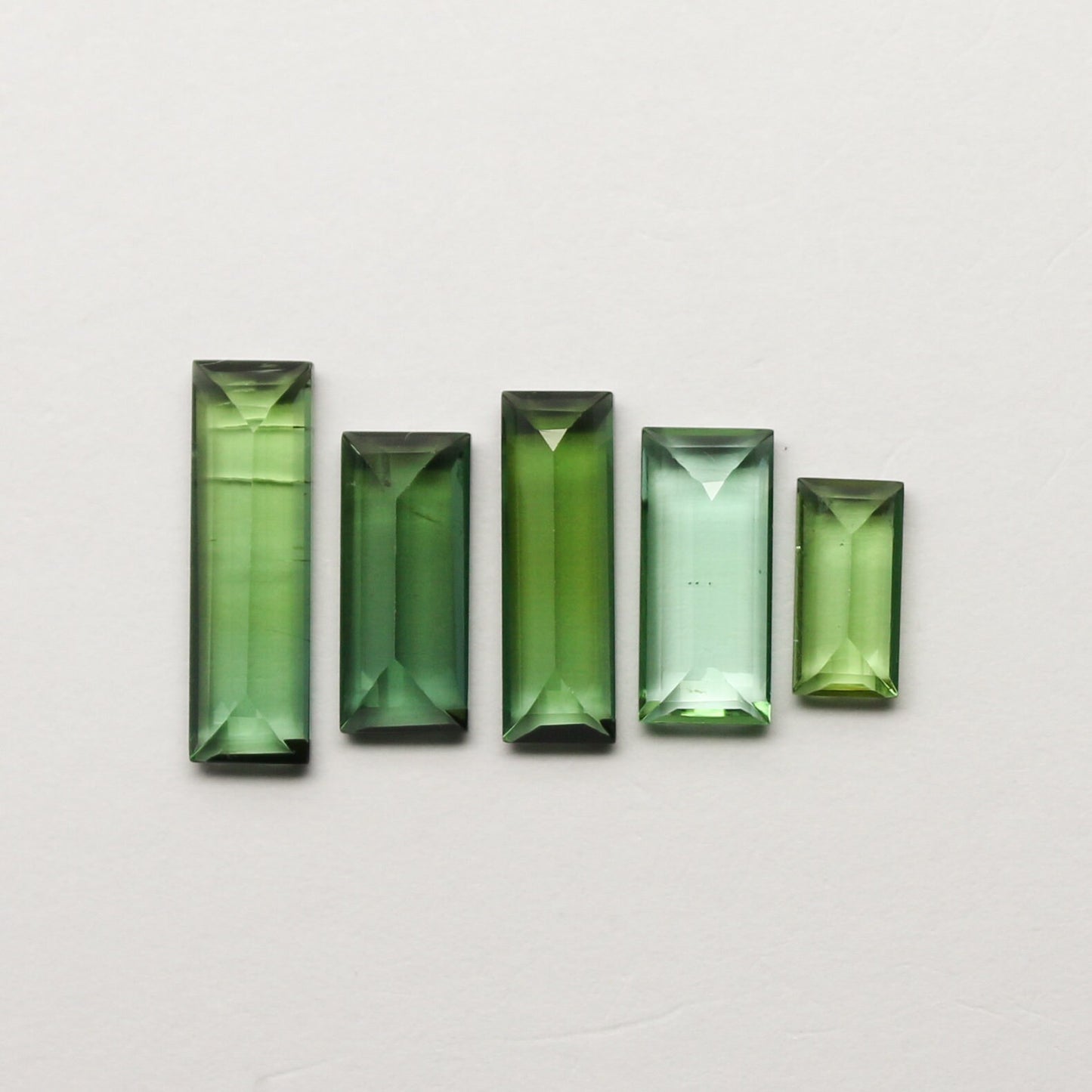 Natural Indicolite Tourmaline Lot 5.37 Carat 13x4/10x4/11.5x3.5/9.5x4.5/7x3.5 MM Baguette Shape Faceted Gemstone 5 Piece Lot