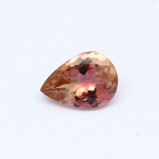 Natural Bi-color Tourmaline 0.56 Carat 7x5 MM Pear Shape Faceted Gemstone