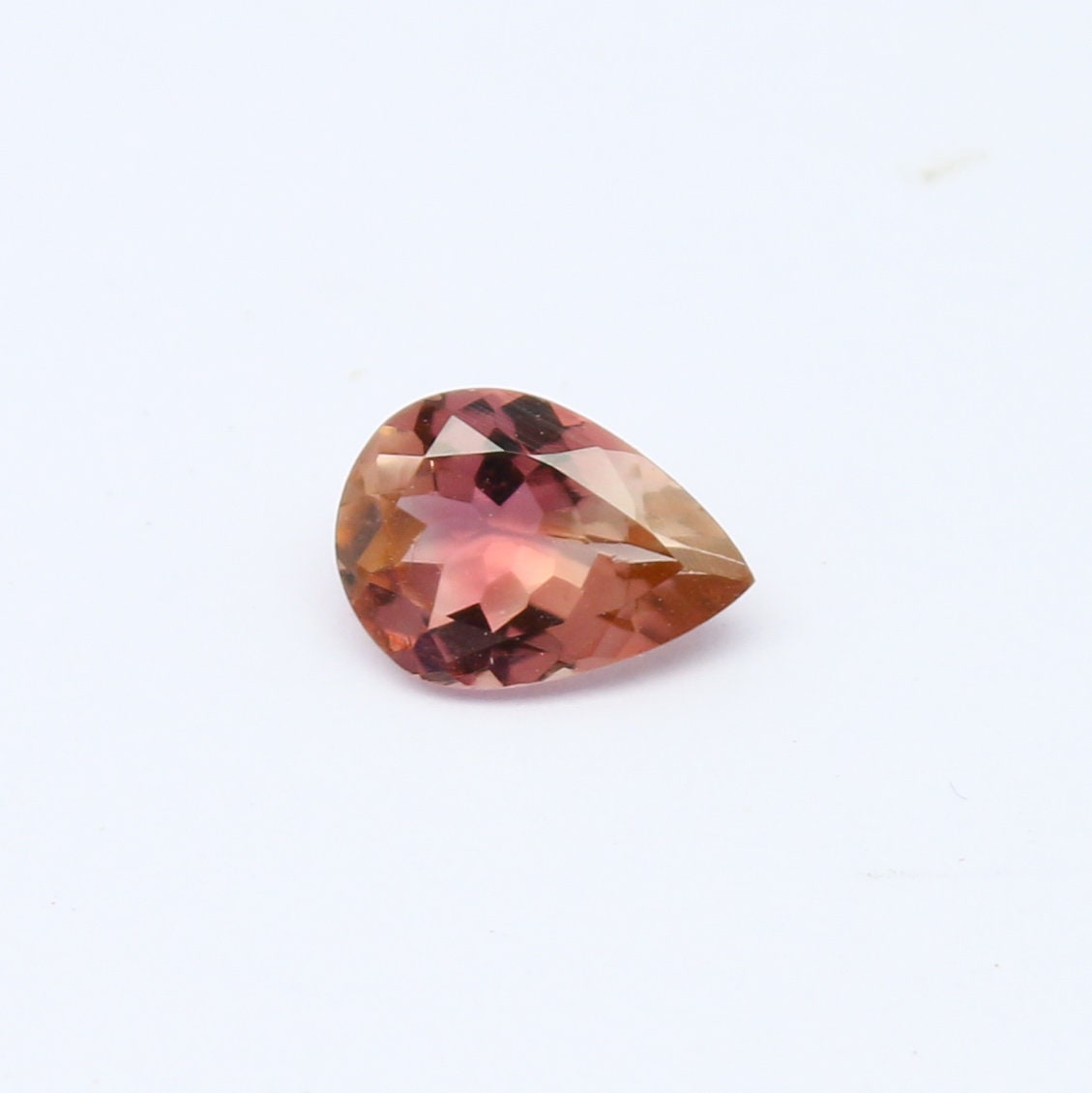 Natural Bi-color Tourmaline 0.56 Carat 7x5 MM Pear Shape Faceted Gemstone