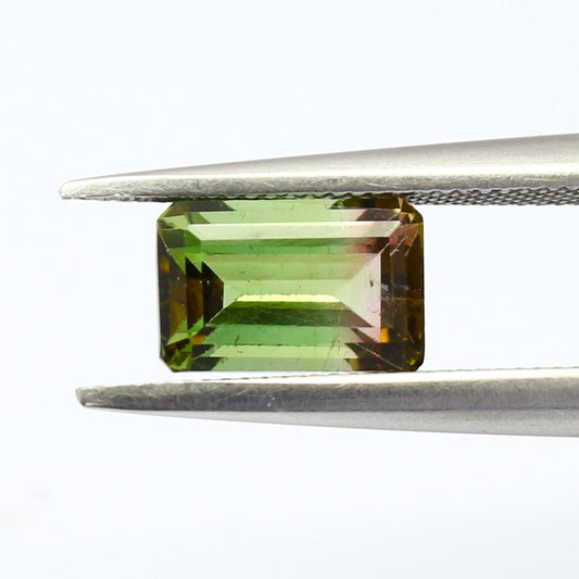 Natural WaterMelon Bi-color Tourmaline 1.57 Carat 7.8x5.2 MM Octagon Shape Faceted Gemstone