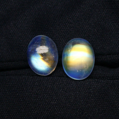 Natural Rare Andesine Labradorite Lot 3.44 Carat 9x7/8.6x6.7 MM Oval Shape Cabochon Gemstone 2 Piece Lot