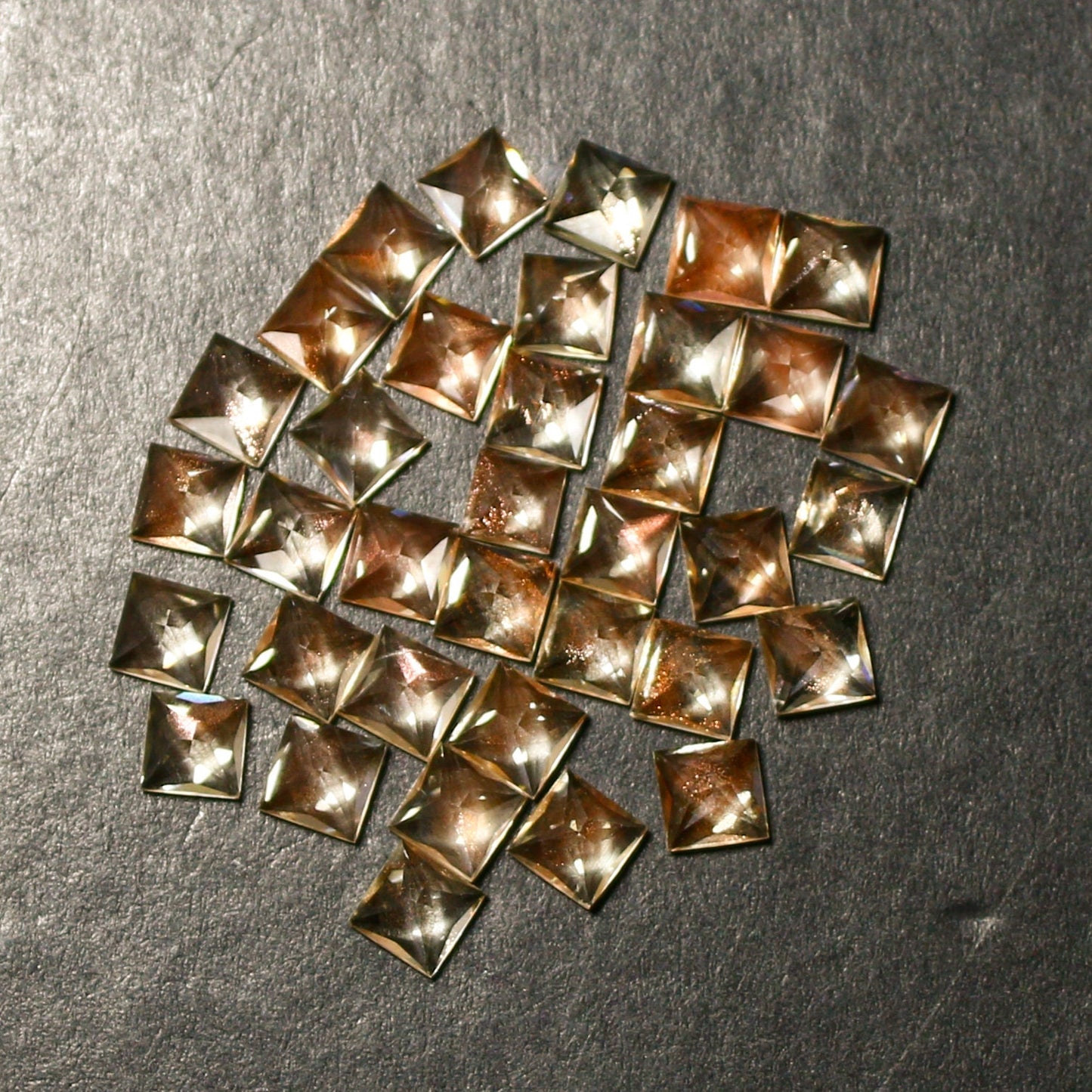 Natural Oregon Sunstone Princess Cut 4x4 MM Square Shape Faceted Gemstone Lot