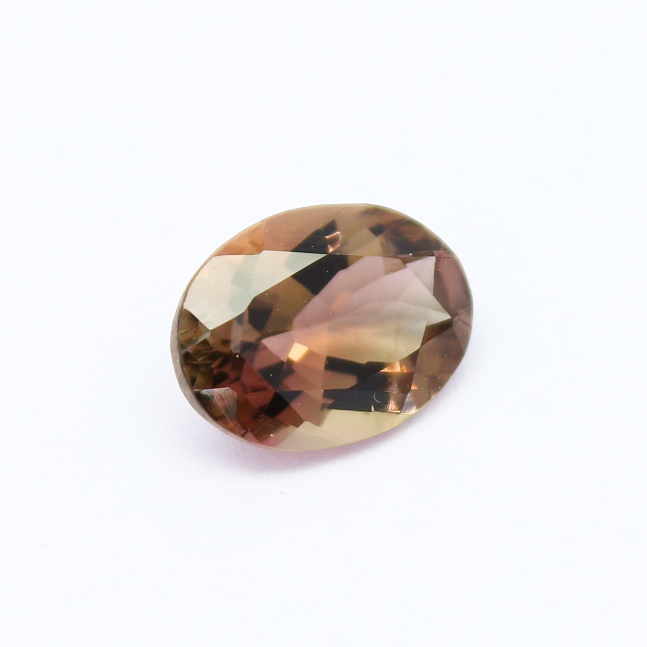 Natural Bi-color Tourmaline 1.07 Carat 7.9x5.9 MM Oval Shape Faceted Gemstone