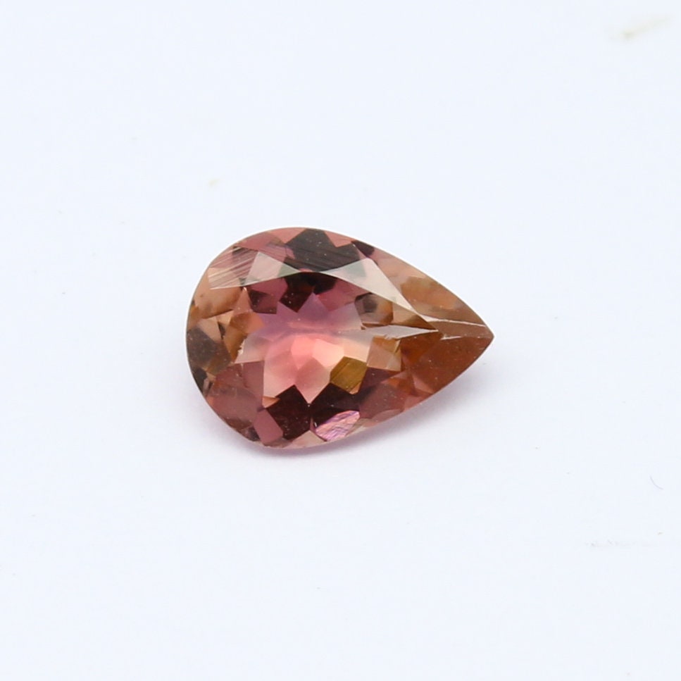 Natural Bi-color Tourmaline 0.56 Carat 7x5 MM Pear Shape Faceted Gemstone