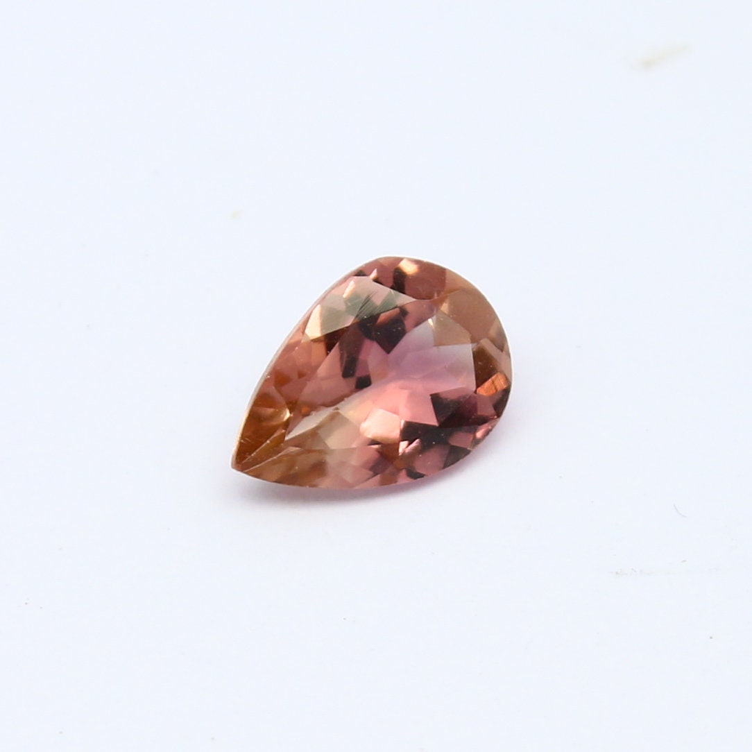 Natural Bi-color Tourmaline 0.56 Carat 7x5 MM Pear Shape Faceted Gemstone