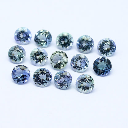 Natural Flawless Bi-Color Tanzanite Lot 4.6-5.1 MM Round Shape Faceted Gemstone Lot