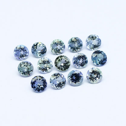 Natural Flawless Bi-Color Tanzanite Lot 4.6-5.1 MM Round Shape Faceted Gemstone Lot