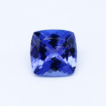 Natural vivid Blue Tanzanite 2.43 Carat 8x8 MM Cushion Shape Faceted Gemstone VVS