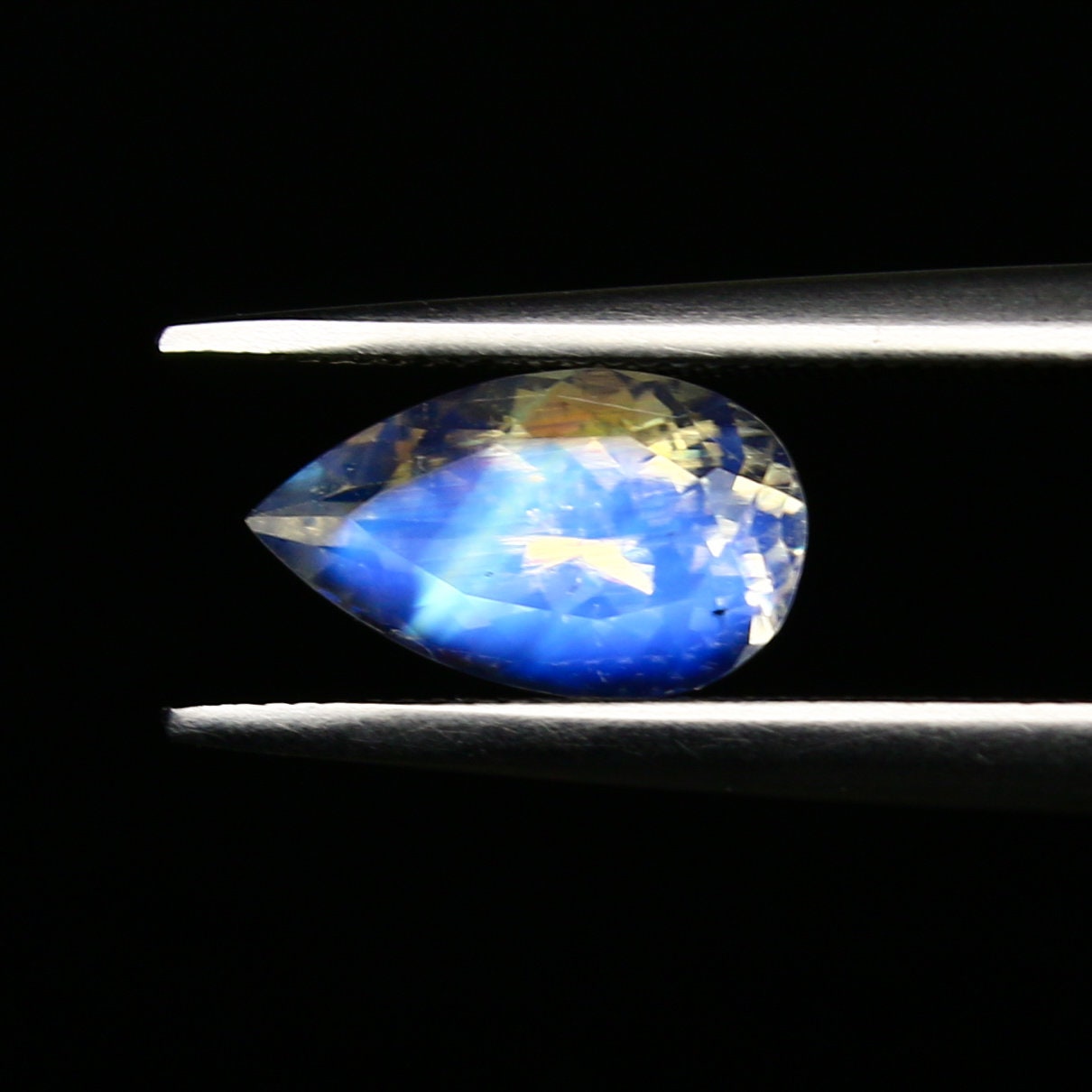 Natural Multi-Fire Rainbow Moonstone (Andesine Labradorite) 1.18 Carat 9.7x5.7 MM Pear Shape Faceted Gemstone