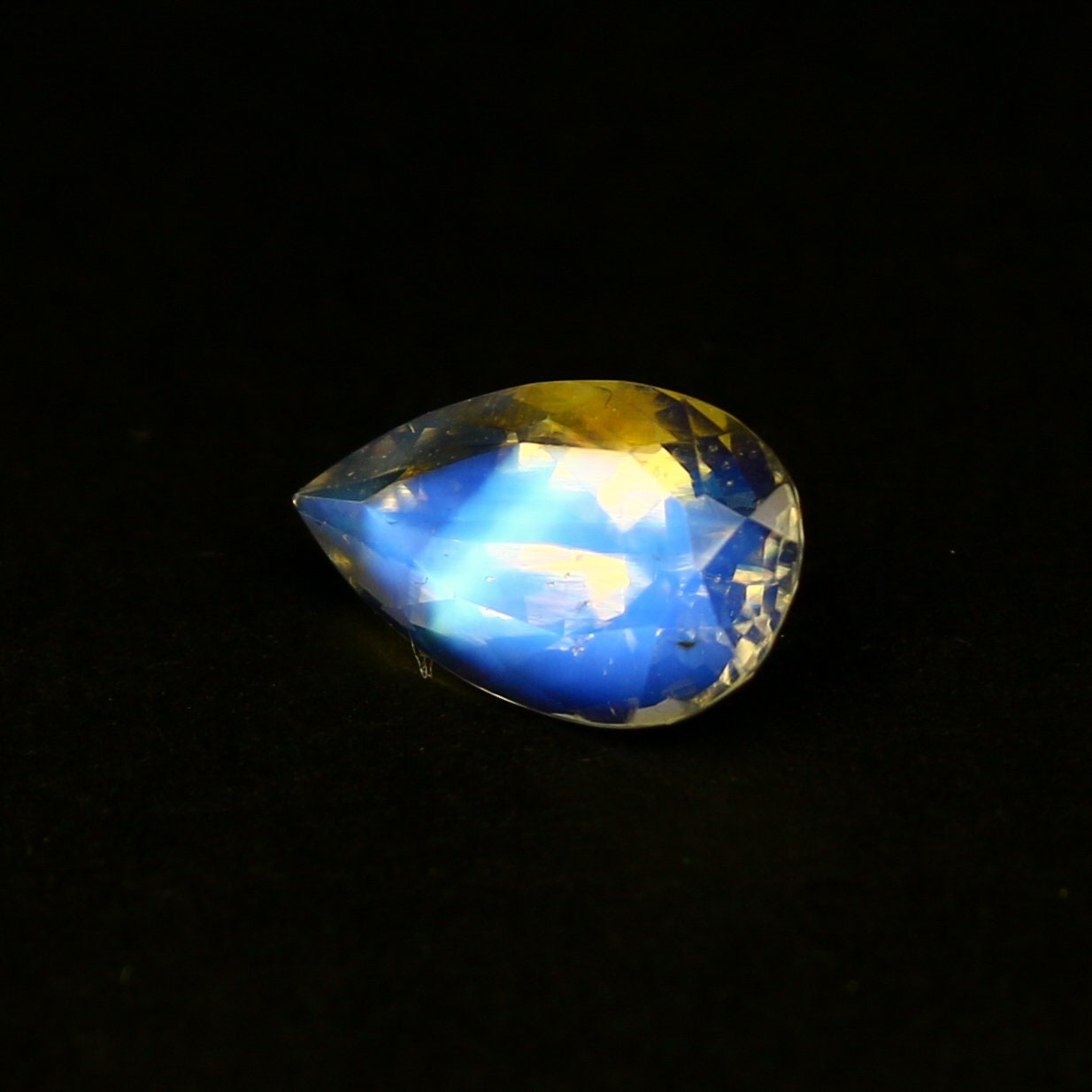 Natural Multi-Fire Rainbow Moonstone (Andesine Labradorite) 1.18 Carat 9.7x5.7 MM Pear Shape Faceted Gemstone