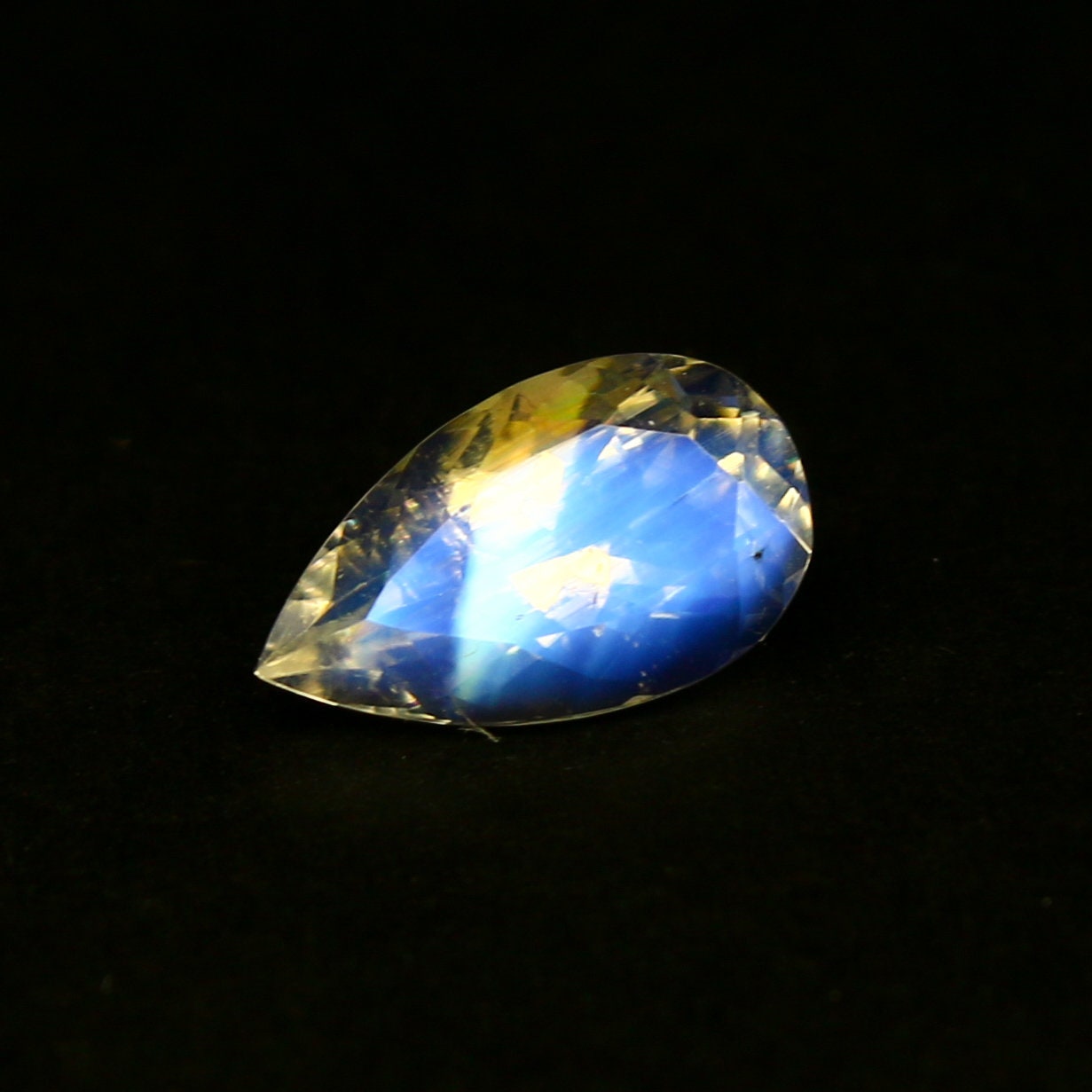 Natural Multi-Fire Rainbow Moonstone (Andesine Labradorite) 1.18 Carat 9.7x5.7 MM Pear Shape Faceted Gemstone