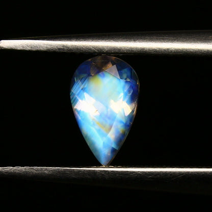 Natural Multi-Fire Rainbow Moonstone (Andesine Labradorite) 0.52 Carat 7x4.5 MM Pear Shape Faceted Gemstone