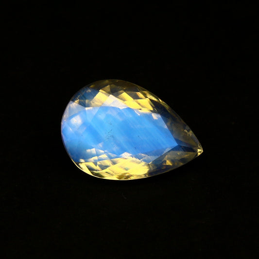 Natural Blue-Fire Rainbow Moonstone 3.61 Carat 13x9 MM Pear Shape Faceted Gemstone