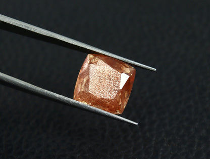 Natural Oregon Sunstone 5.39 Carat 10.5x10.5 MM Cushion Shape Faceted Gemstone