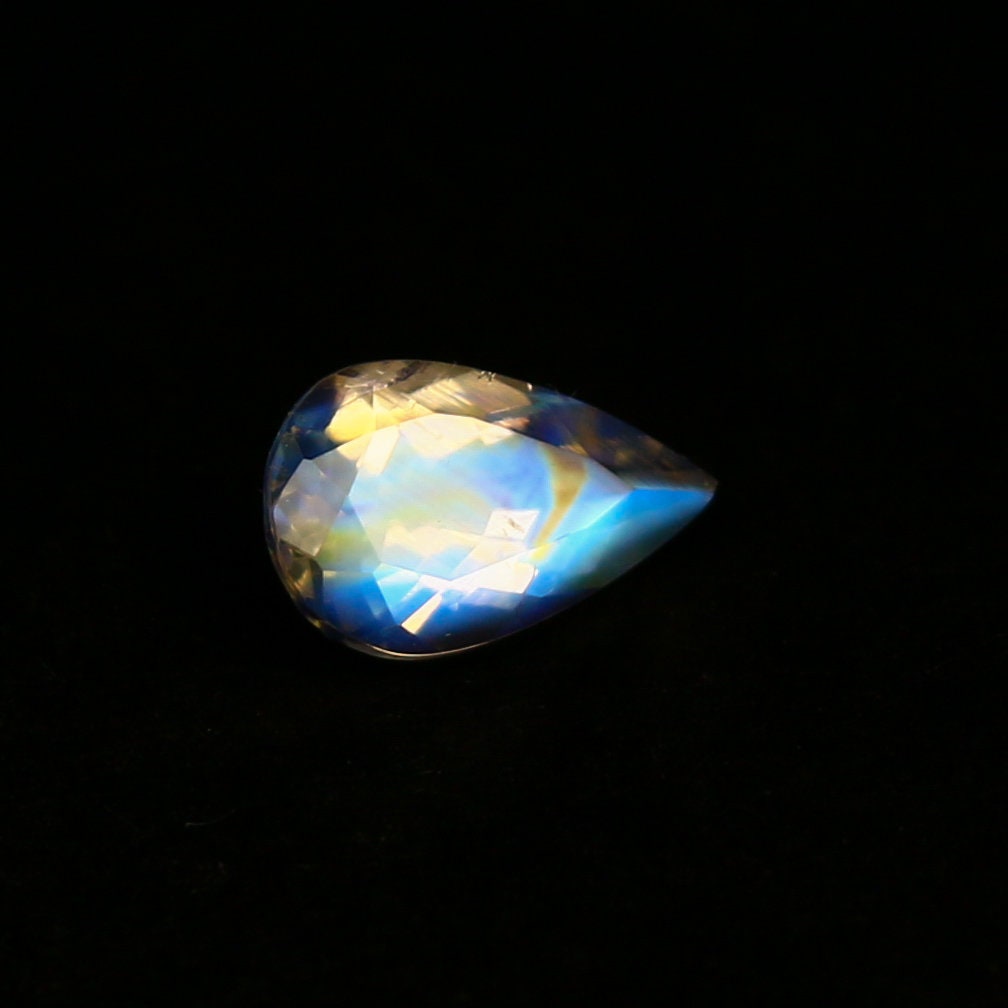 Natural Multi-Fire Rainbow Moonstone (Andesine Labradorite) 0.52 Carat 7x4.5 MM Pear Shape Faceted Gemstone