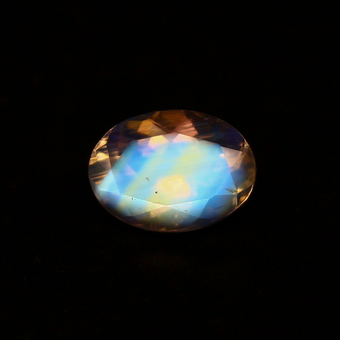 Natural Multi-Fire Rainbow Moonstone (Andesine Labradorite) 0.78 Carat 7x5 MM Oval Shape Faceted Gemstone