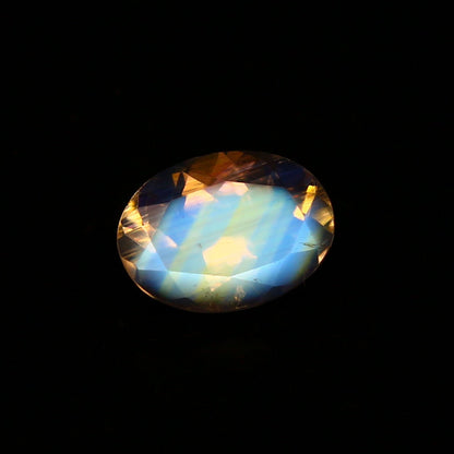 Natural Multi-Fire Rainbow Moonstone (Andesine Labradorite) 0.78 Carat 7x5 MM Oval Shape Faceted Gemstone