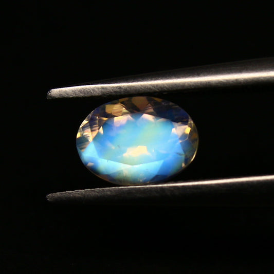 Natural Multi-Fire Rainbow Moonstone (Andesine Labradorite) 0.78 Carat 7x5 MM Oval Shape Faceted Gemstone