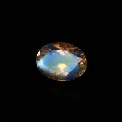 Natural Multi-Fire Rainbow Moonstone (Andesine Labradorite) 0.78 Carat 7x5 MM Oval Shape Faceted Gemstone