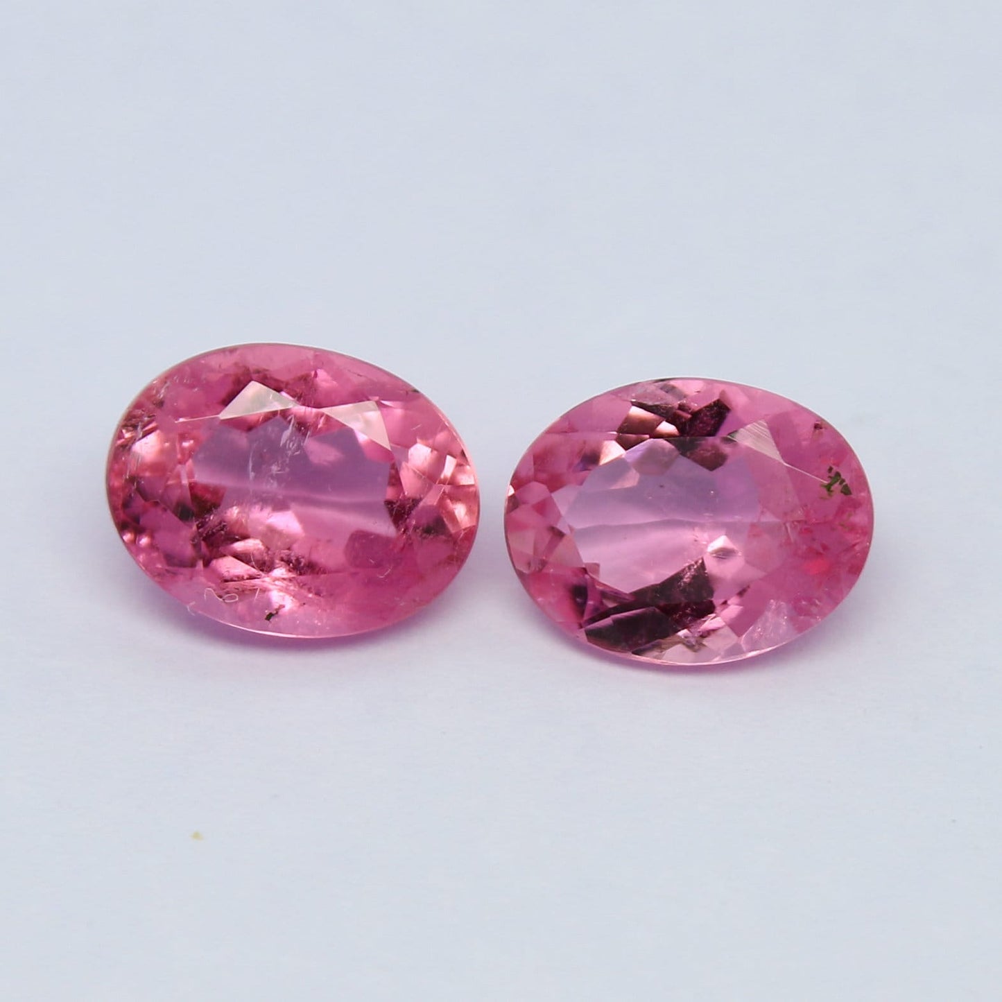 Natural Brazilian Pink Tourmaline Pair 3.93 Carat 9x7 MM Oval Shape Faceted Gemstone Pair