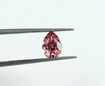 Natural Flawless Peach Pink Tourmaline 0.66 Carat 7x5 MM Pear Shape Faceted Gemstone