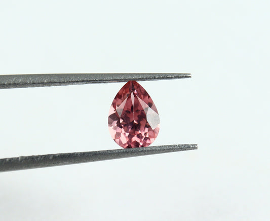 Natural Flawless Peach Pink Tourmaline 0.66 Carat 7x5 MM Pear Shape Faceted Gemstone