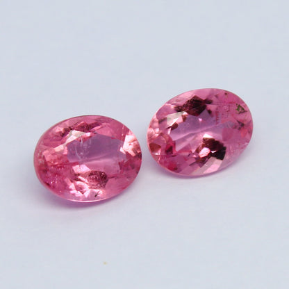 Natural Brazilian Pink Tourmaline Pair 3.93 Carat 9x7 MM Oval Shape Faceted Gemstone Pair