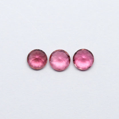 Natural Pink Tourmaline Lot 1.49 Carat 5x5 MM Round Shape Faceted Gemstone 3 Piece Lot