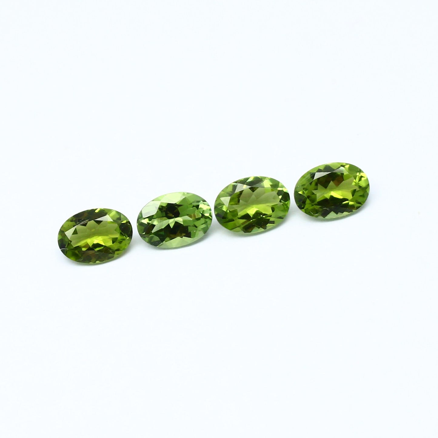 Natural Green Tourmaline lot 2.87  Carat 7x5 MM Oval Faceted Gemstone 4 Piece Lot