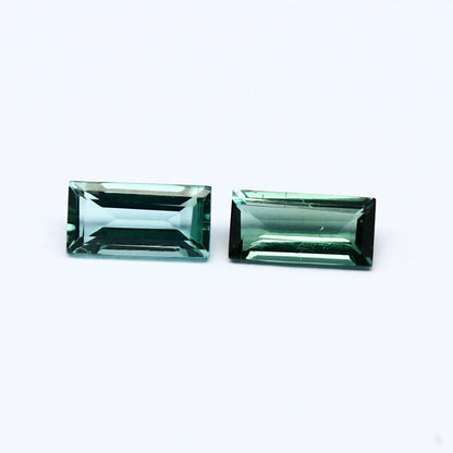 Natural Indicolite Tourmaline Lot 1.07 Carat 7x3.5 MM Baguette Faceted Gemstone 2 Piece Lot