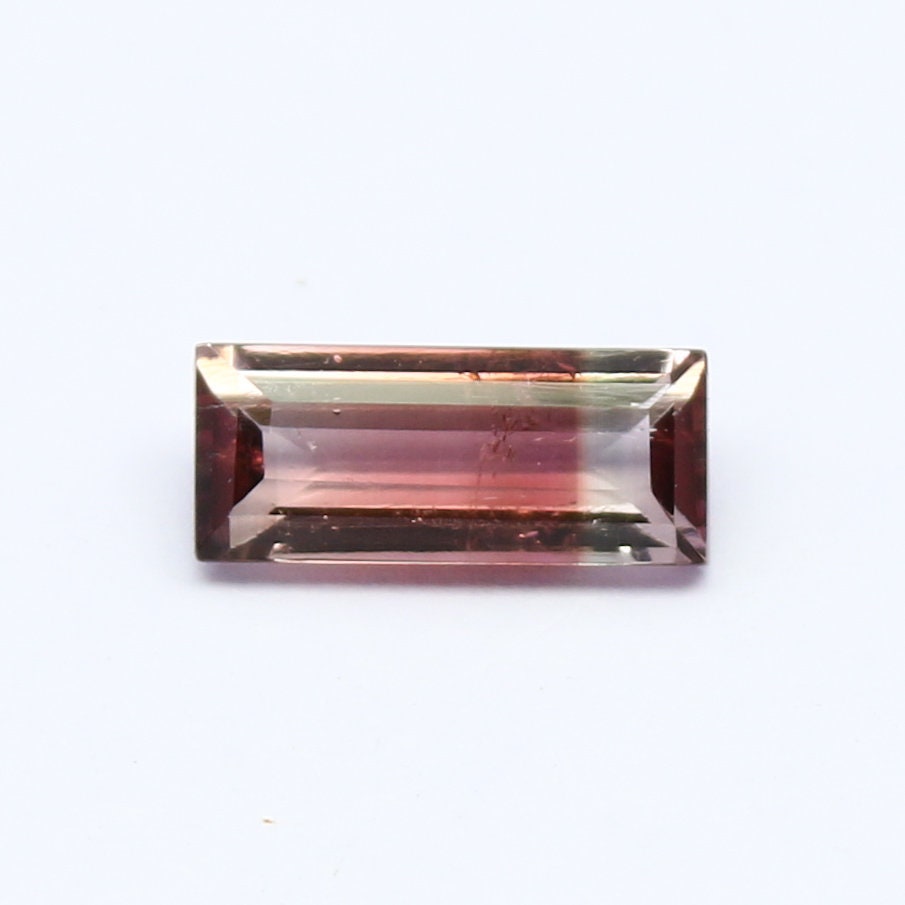 Natural Bi-color Tourmaline 1.19 Carat 9.5x4 MM Baguette Shape Faceted Gemstone