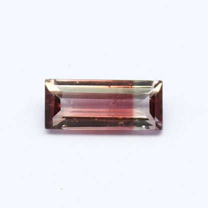 Natural Bi-color Tourmaline 1.19 Carat 9.5x4 MM Baguette Shape Faceted Gemstone