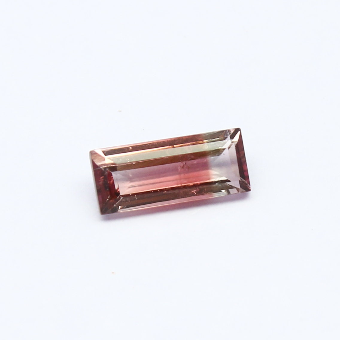 Natural Bi-color Tourmaline 1.19 Carat 9.5x4 MM Baguette Shape Faceted Gemstone