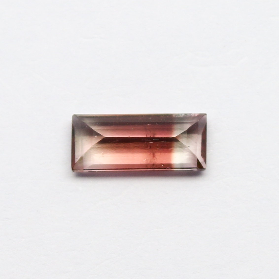 Natural Bi-color Tourmaline 1.19 Carat 9.5x4 MM Baguette Shape Faceted Gemstone