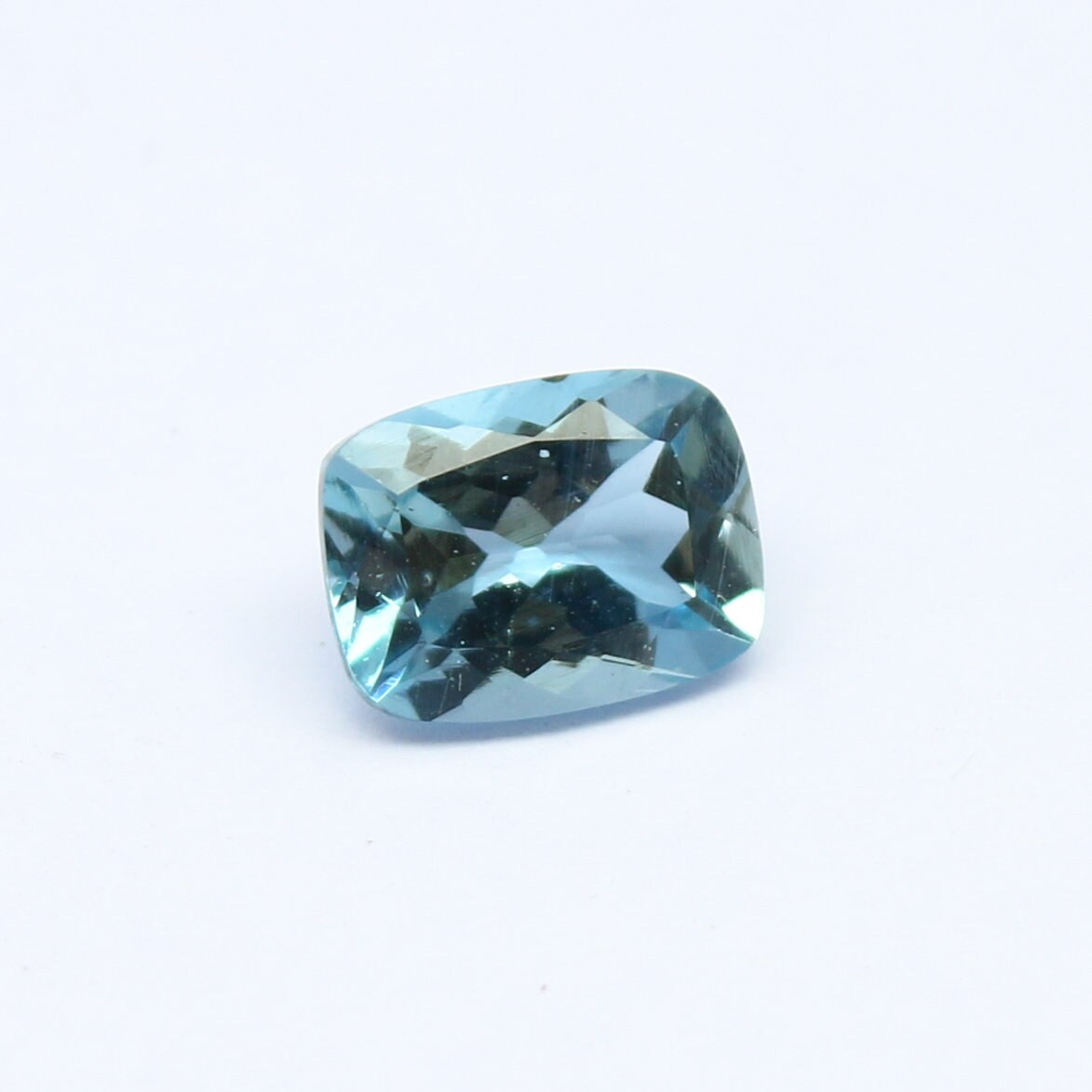 Natural Aquamarine 1.32 Carat 8x6 MM Cushion Shape Faceted Gemstone